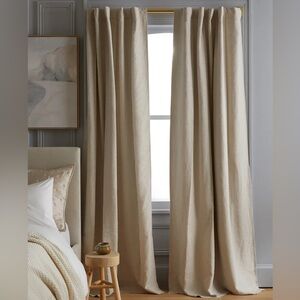 NWT QUINCE Set Of 2 48x84 European Linen Room Darkening Curtains Flax 5472